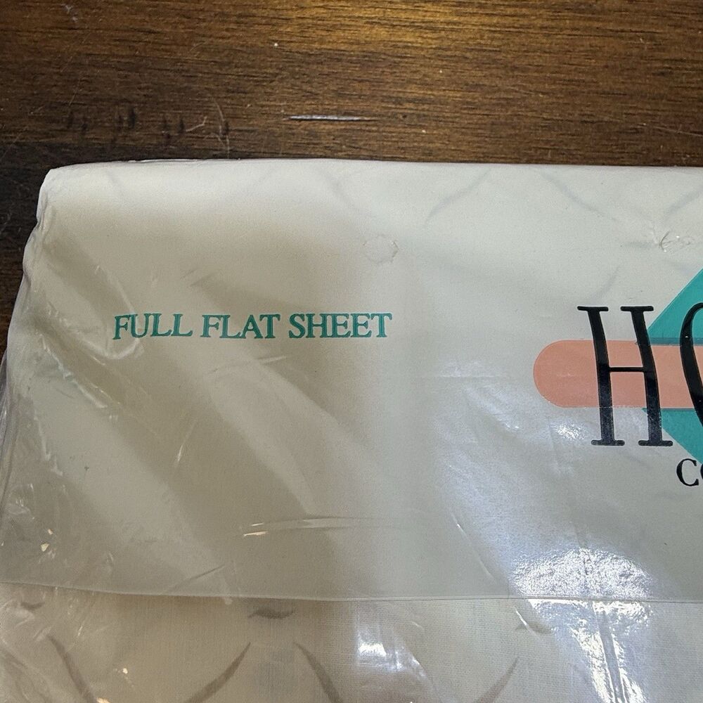 Vintage JC Penney White Floral Flat Sheet  Full Size NOS Cottagecore 90s Granny - Picture 4 of 6